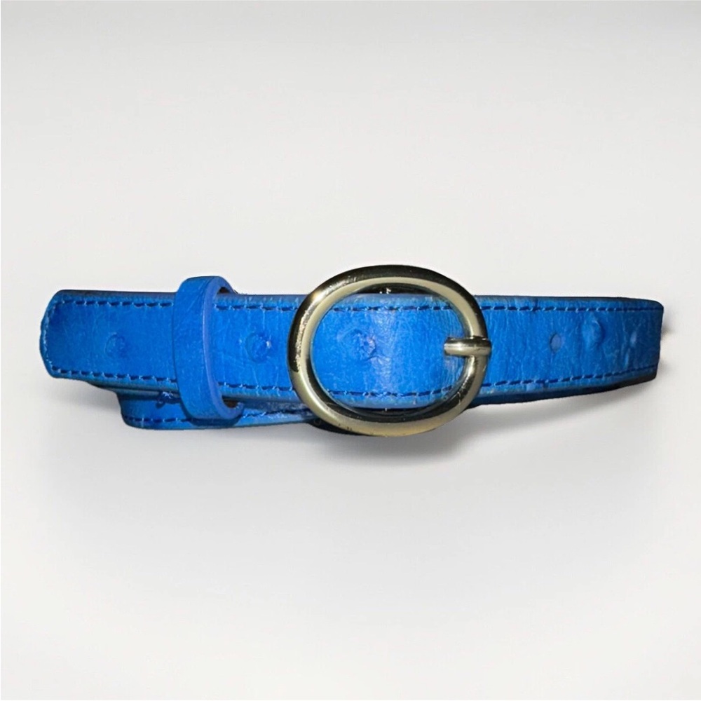 J. Crew Factory Skinny Embossed Ostrich Belt Blue Size Small